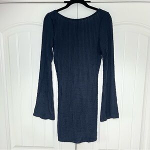 Princess Polly Coolibah Long Sleeve Mini Dress Navy Blue Open Back Size 6 NWT